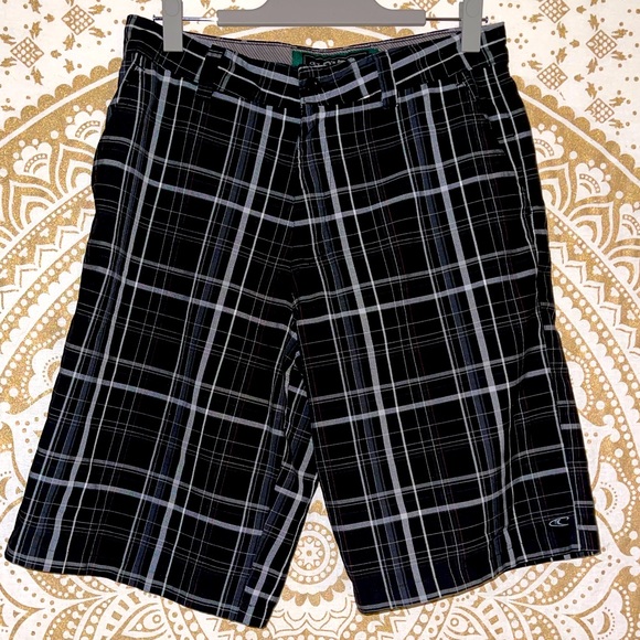 O'Neill Other - MEN’S O’NEILL BLACK & GRAY STRIPED ZIP & BUTTON-UP SHORTS, W-POCKETS (WAIST 32)